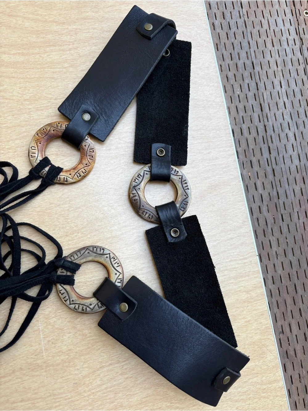 N/A black leather